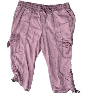 Lane Bryant Size 18/20 Blush Mauve Stone Washed Cargo Utility Cropped Pant